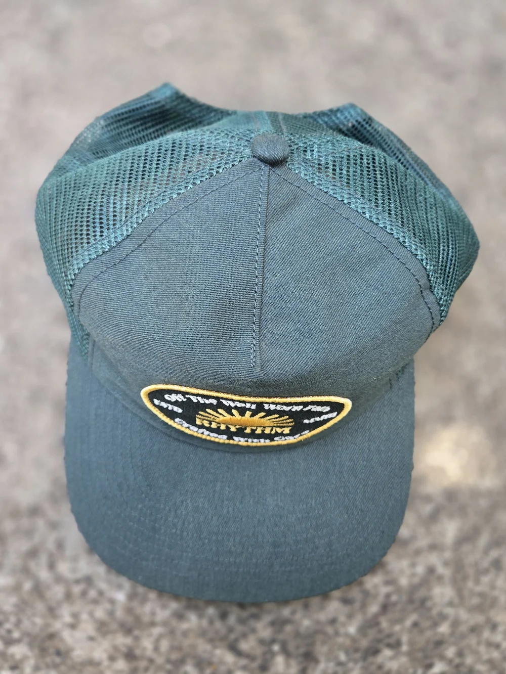 Rhythm. Men's Dark Green Trucker Cap with Yellow Logo